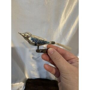 German Antique Bumpy Gold Glass Clip On Bird Vintage Christmas Ornament 1930's